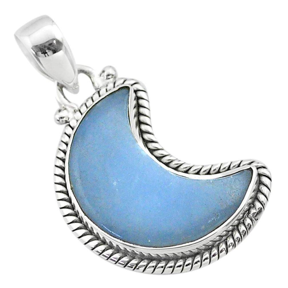 925 sterling silver 11.64cts moon natural blue angelite pendant t45770