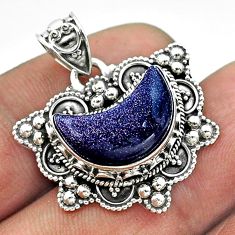 925 sterling silver 6.83cts moon natural blue goldstone pendant jewelry t56239