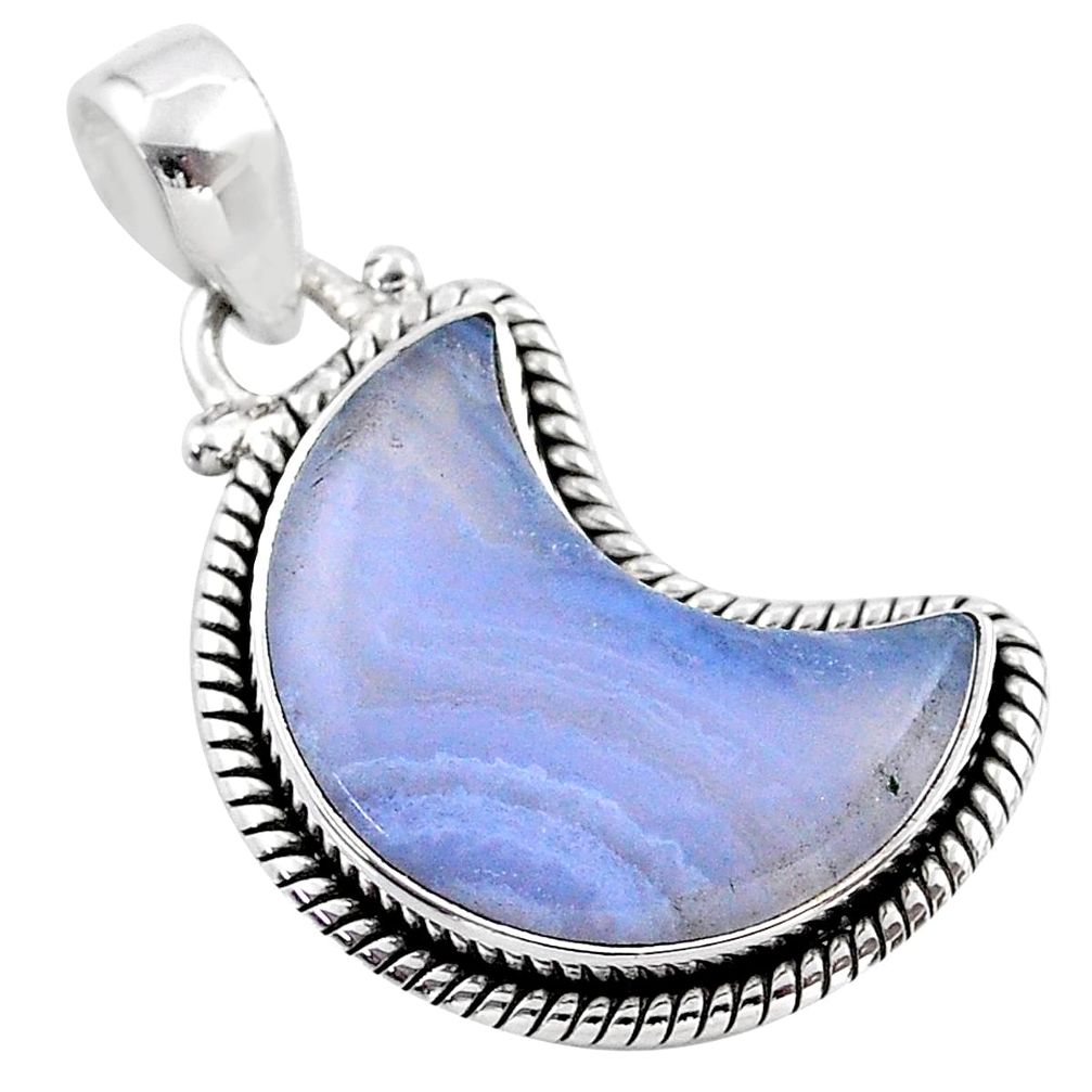 925 sterling silver 12.06cts moon natural blue lace agate pendant t45803