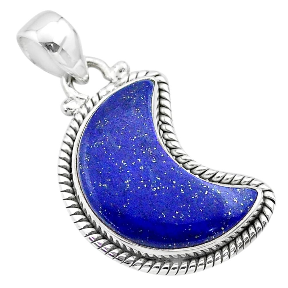 925 sterling silver 9.86cts moon natural blue lapis lazuli pendant t45779