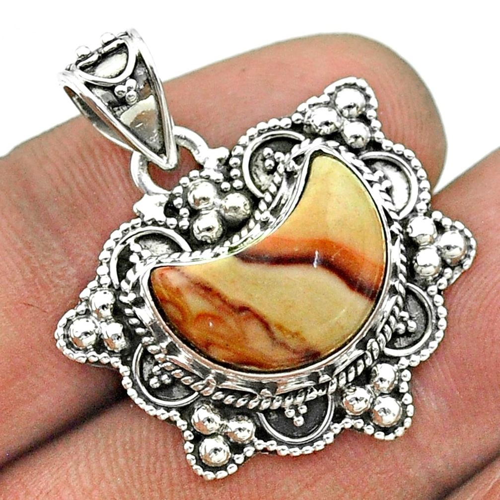 925 sterling silver 5.52cts moon natural brown mookaite pendant jewelry t56236