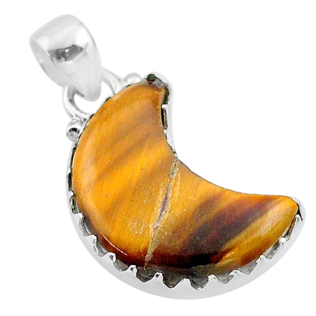 925 sterling silver 9.37cts moon natural brown tiger's eye pendant t45599