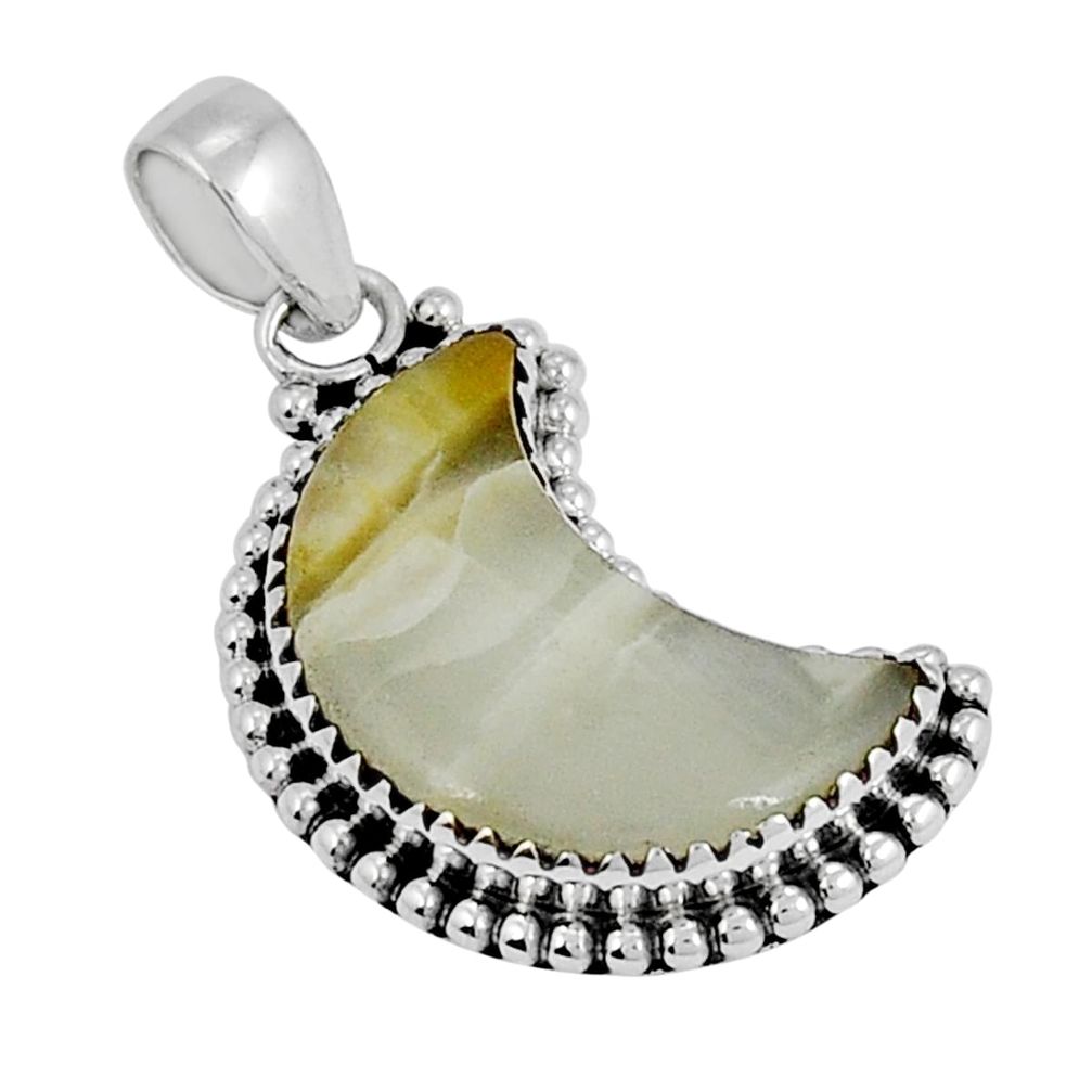 925 sterling silver 9.55cts moon natural green botswana agate pendant y24319