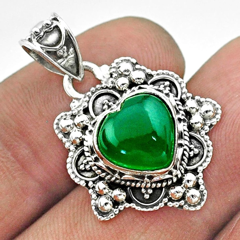 925 sterling silver 0.31cts moon natural green chalcedony pendant jewelry t56230