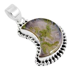 925 sterling silver 10.06cts moon natural green moss agate fancy pendant y24312