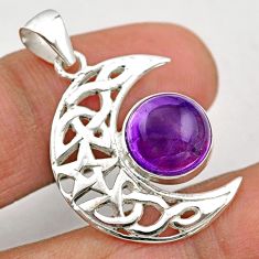 925 sterling silver 4.95cts moon natural purple amethyst pendant jewelry t89323