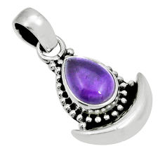 Clearance Sale- 925 sterling silver 2.15cts moon natural purple amethyst pendant jewelry y7183