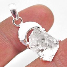 925 sterling silver 6.53cts moon natural white herkimer diamond pendant t49053