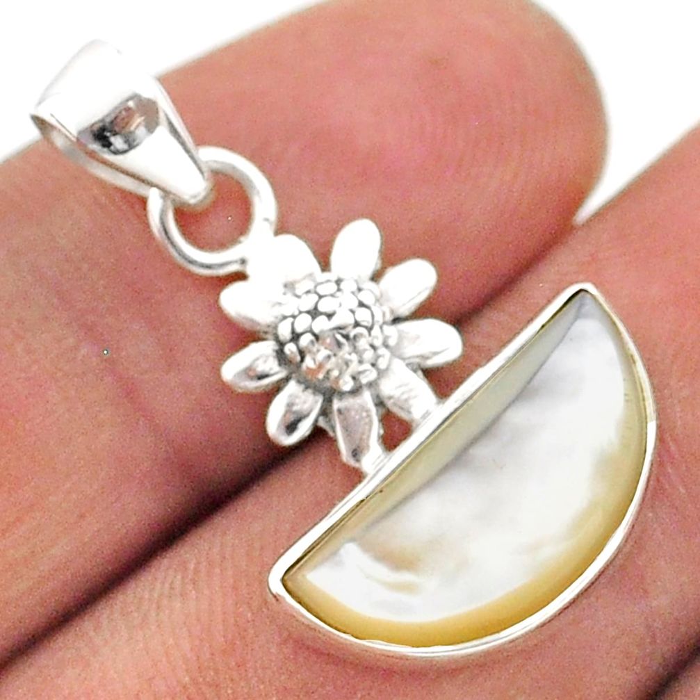 925 sterling silver 5.57cts moon natural white pearl flower pendant t63504