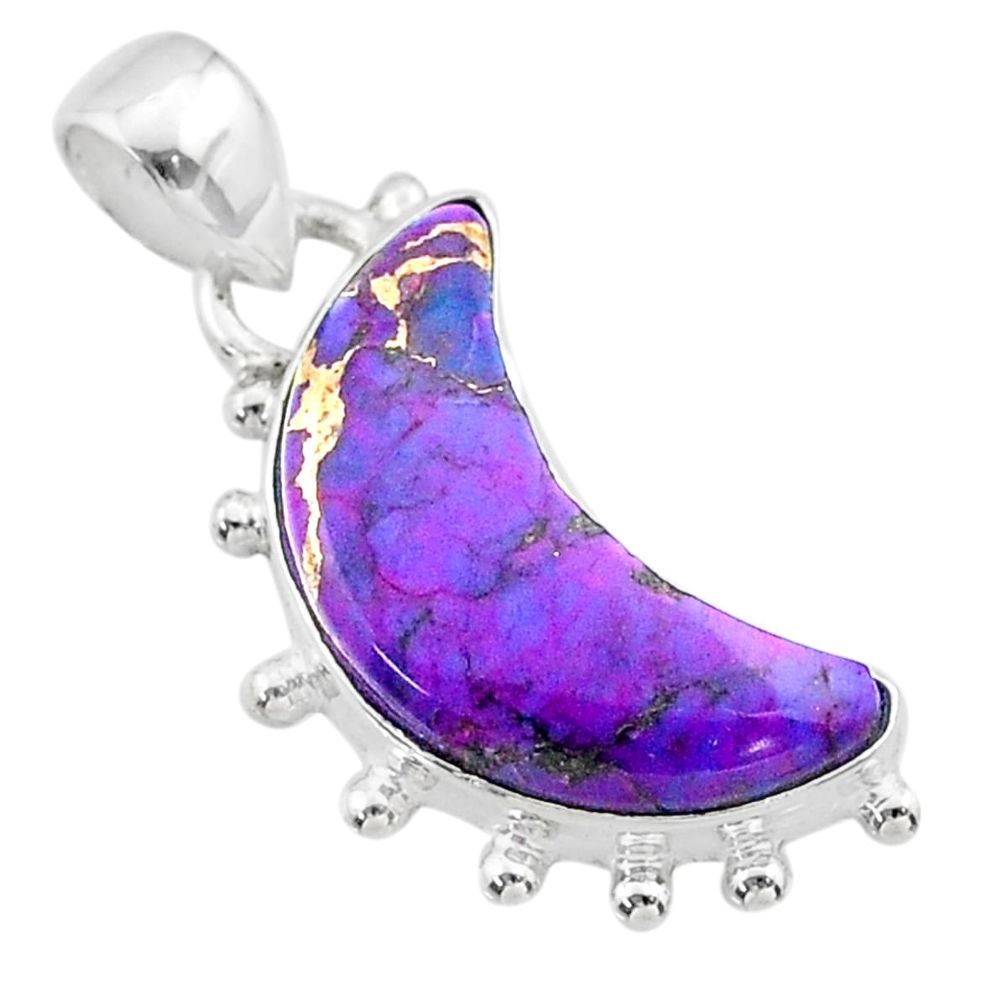 925 sterling silver 8.56cts moon purple copper turquoise pendant t45729