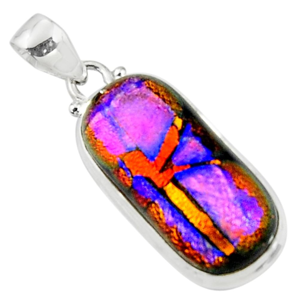 925 sterling silver 17.18cts multi color dichroic glass pendant jewelry r50917