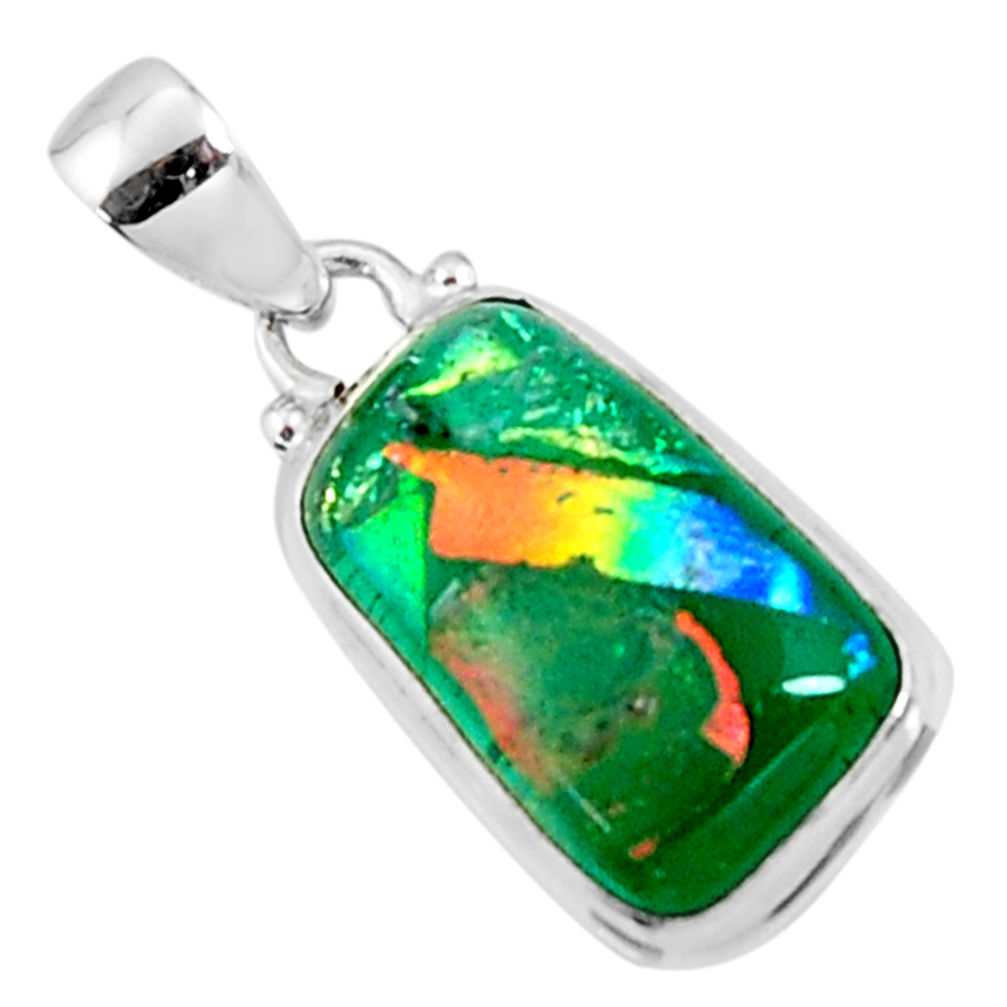 925 sterling silver 12.22cts multi color dichroic glass pendant jewelry r50920