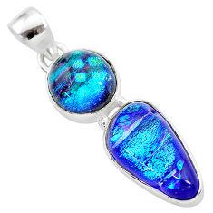 925 sterling silver 14.02cts multi color dichroic glass handmade pendant t1120