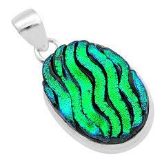 925 sterling silver 15.82cts multi color dichroic glass pendant jewelry u57516