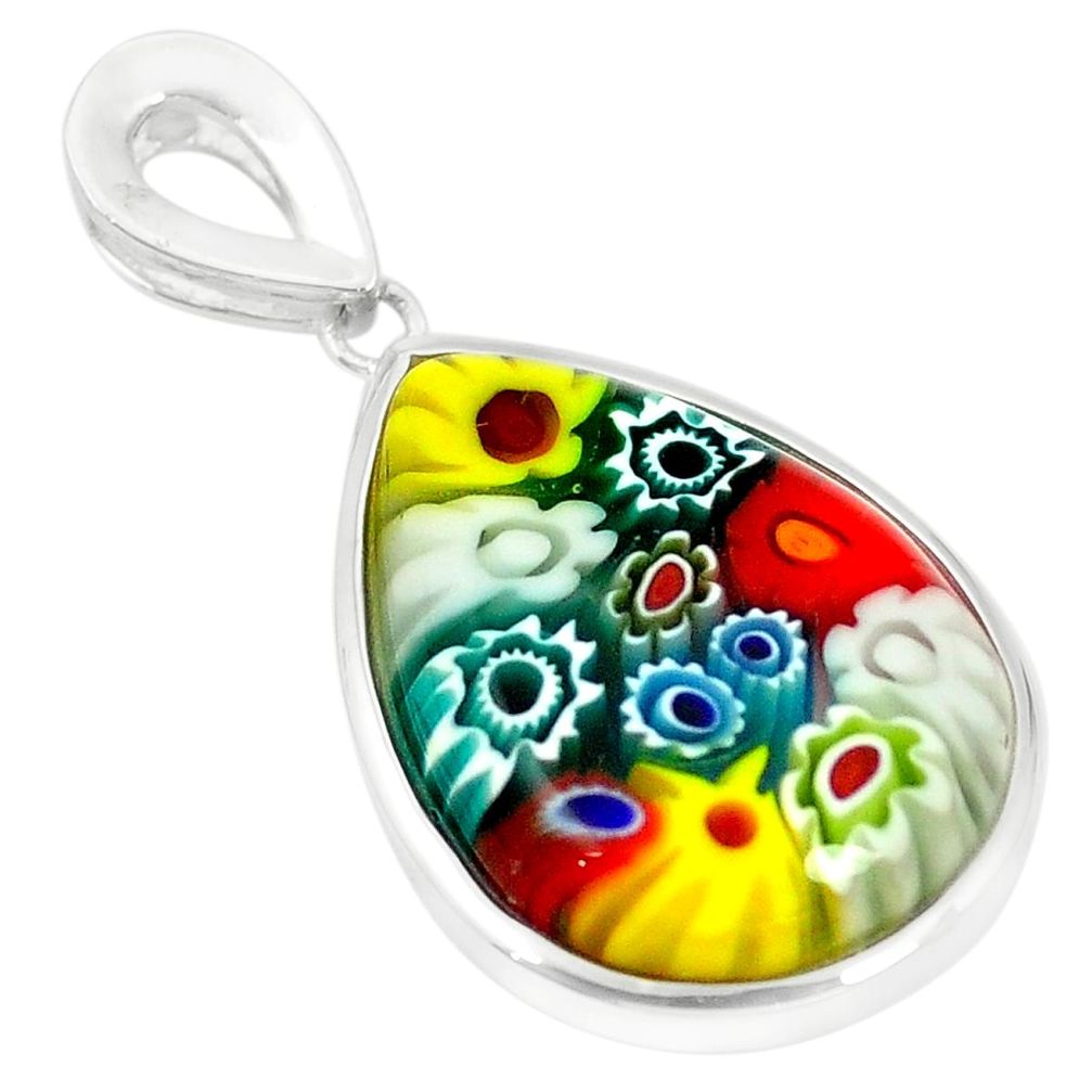 925 sterling silver multi color italian murano glass pendant jewelry c21692