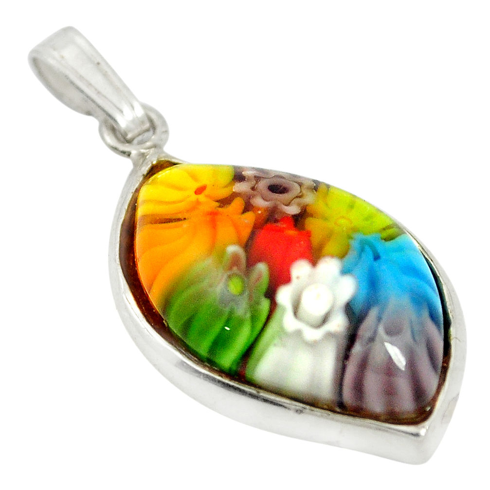 925 sterling silver multi color italian murano glass pendant jewelry c25792