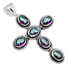 925 sterling silver 8.93cts multi color rainbow topaz holy cross pendant n39059