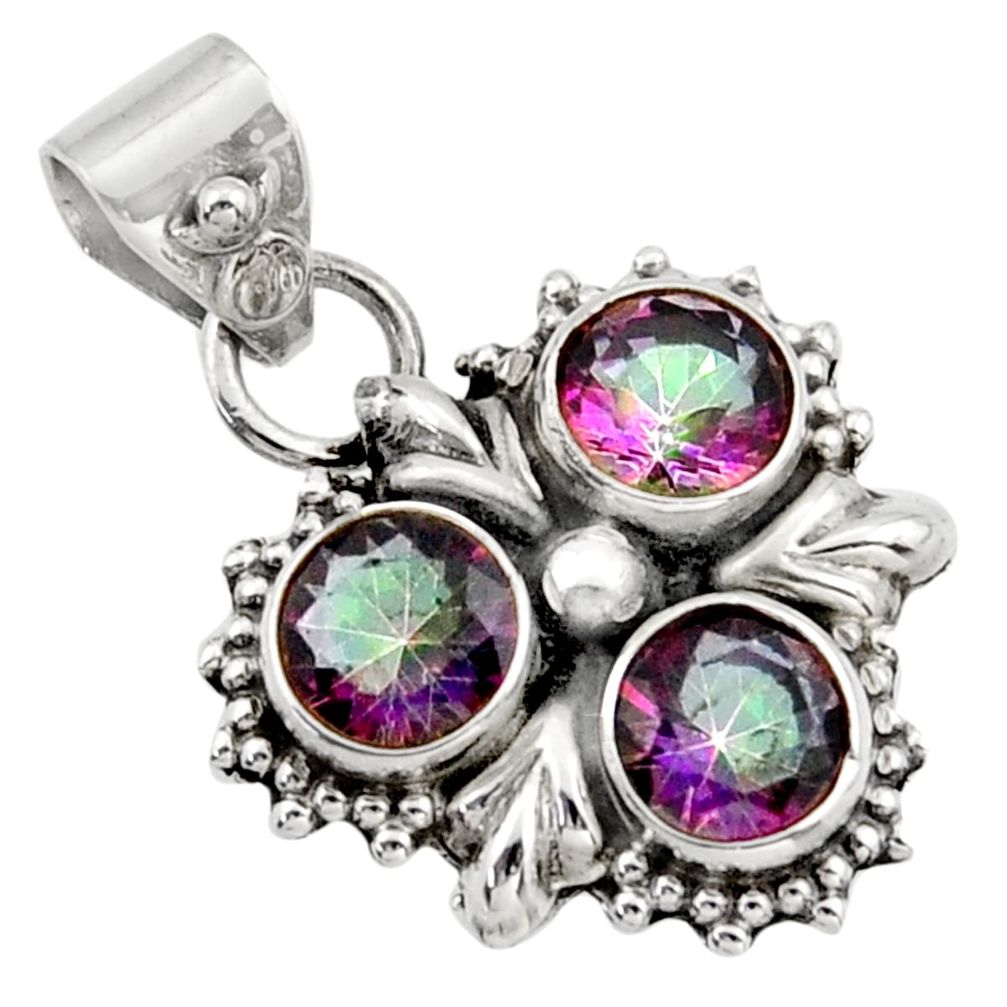 925 sterling silver 2.78cts multi color rainbow topaz pendant jewelry d47344