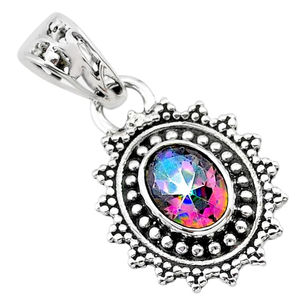 925 sterling silver 2.28cts multi color rainbow topaz pendant jewelry t30494
