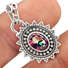 925 sterling silver 2.14cts multi color rainbow topaz pendant jewelry t76240