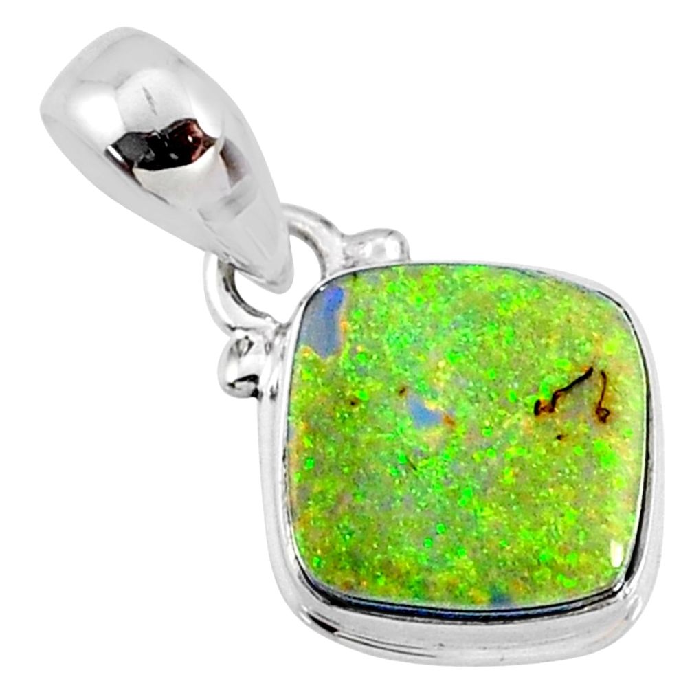925 sterling silver 3.58cts multi color sterling opal cushion pendant r64333