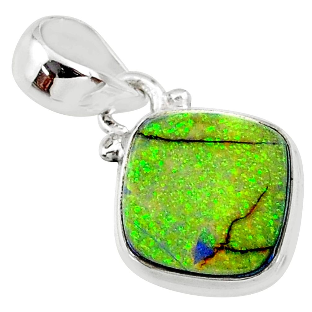 925 sterling silver 3.97cts multi color sterling opal cushion pendant r64353