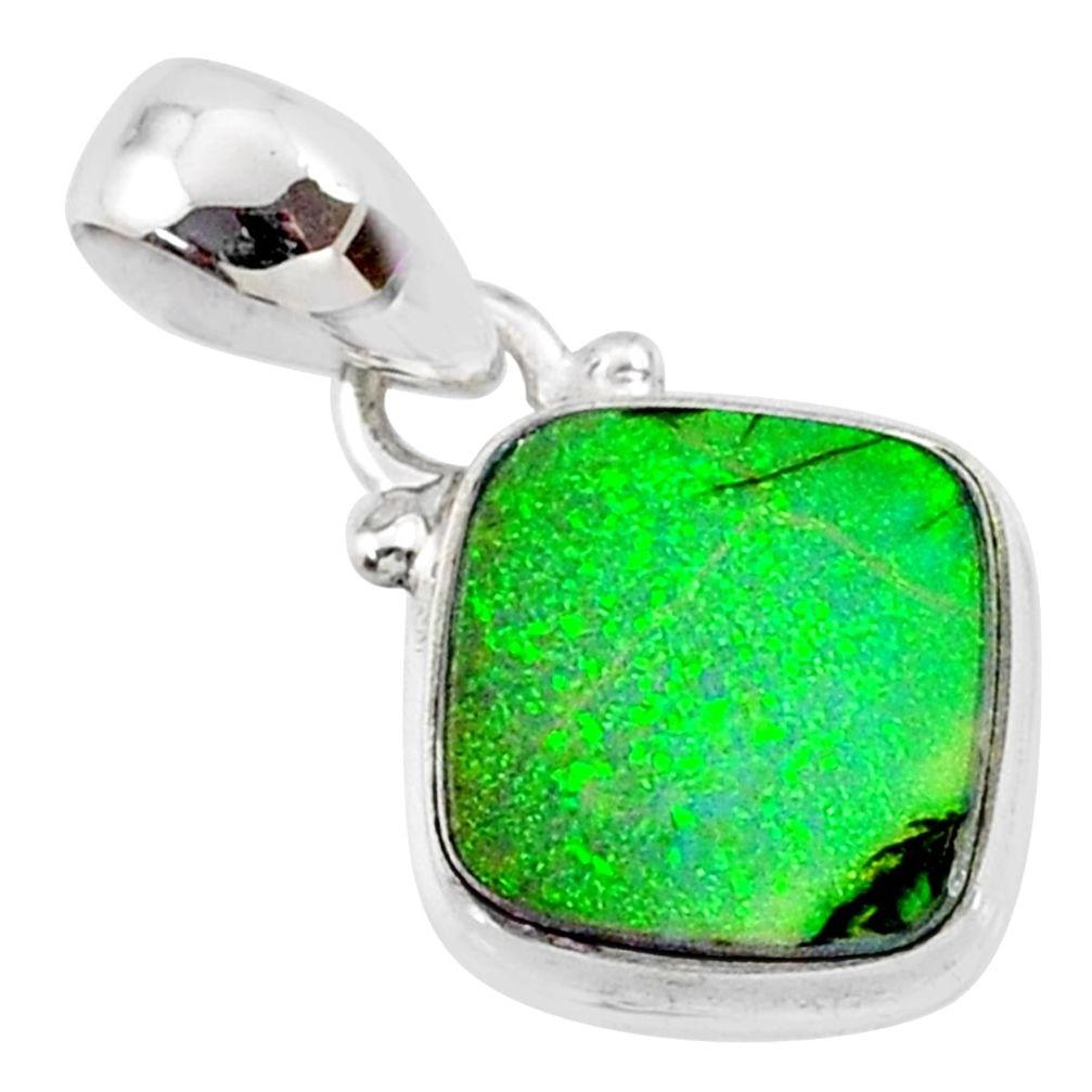 925 sterling silver 3.95cts multi color sterling opal cushion pendant r64359