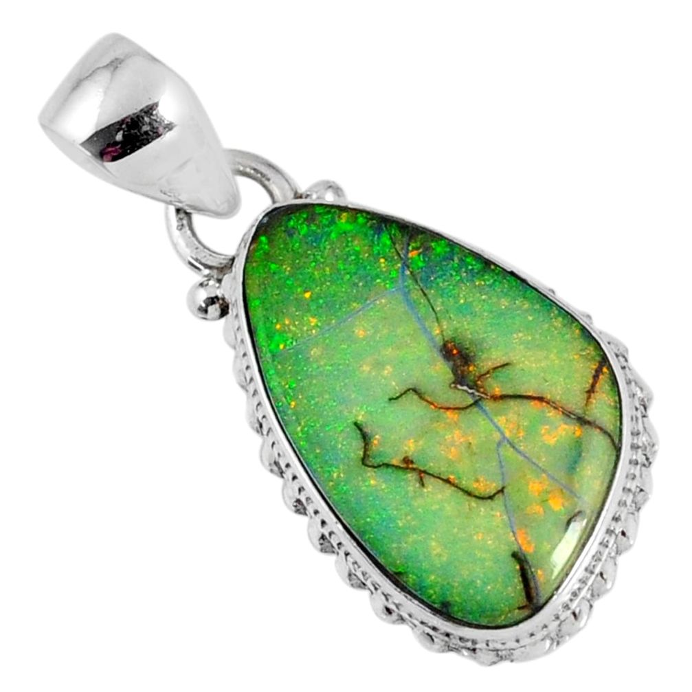 925 sterling silver 7.85cts multi color sterling opal fancy pendant r58788