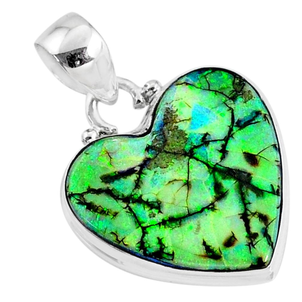 925 sterling silver 9.34cts multi color sterling opal heart pendant r70114