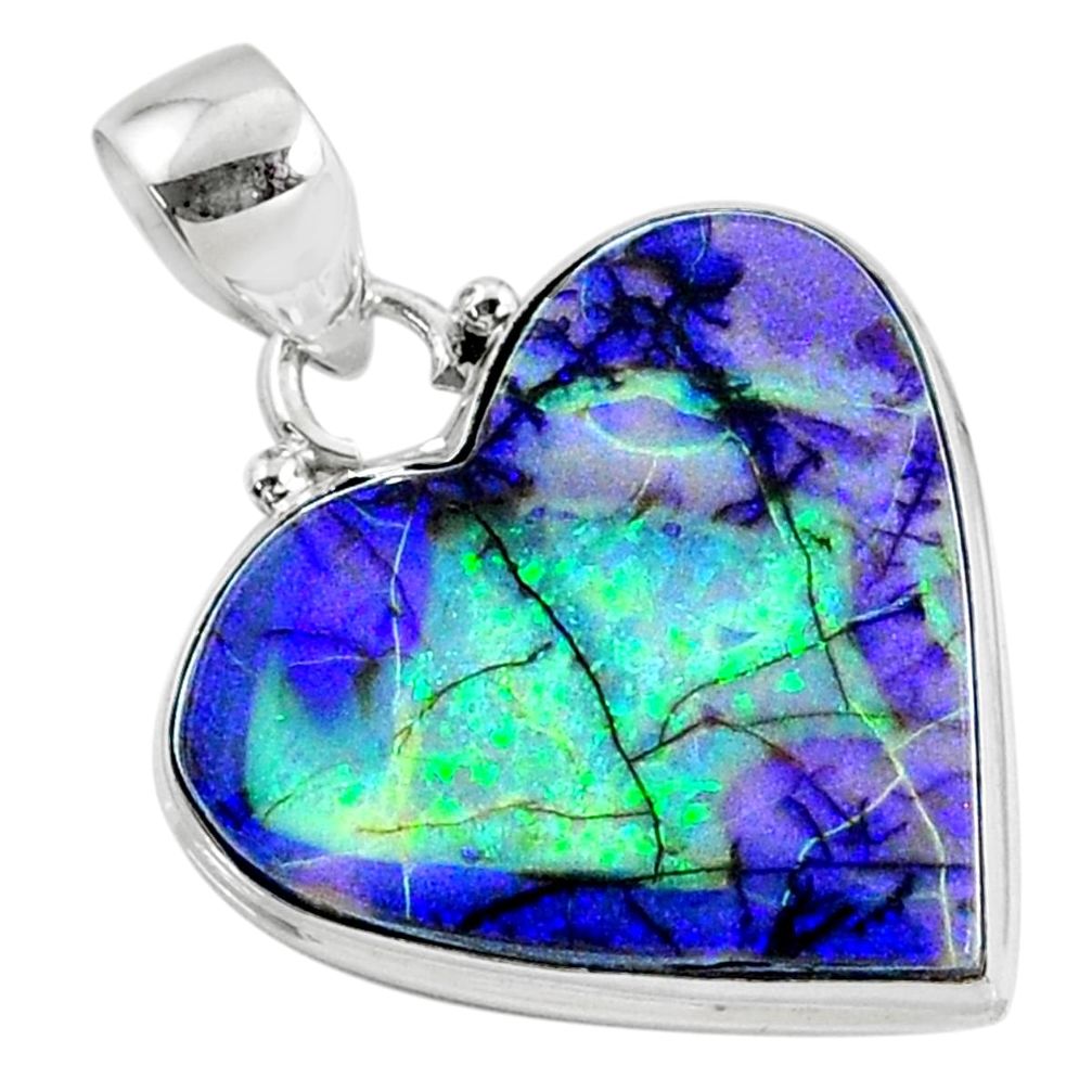 925 sterling silver 11.11cts multi color sterling opal heart pendant r70120