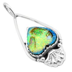 925 sterling silver 3.09cts multi color sterling opal heart pendant u59370
