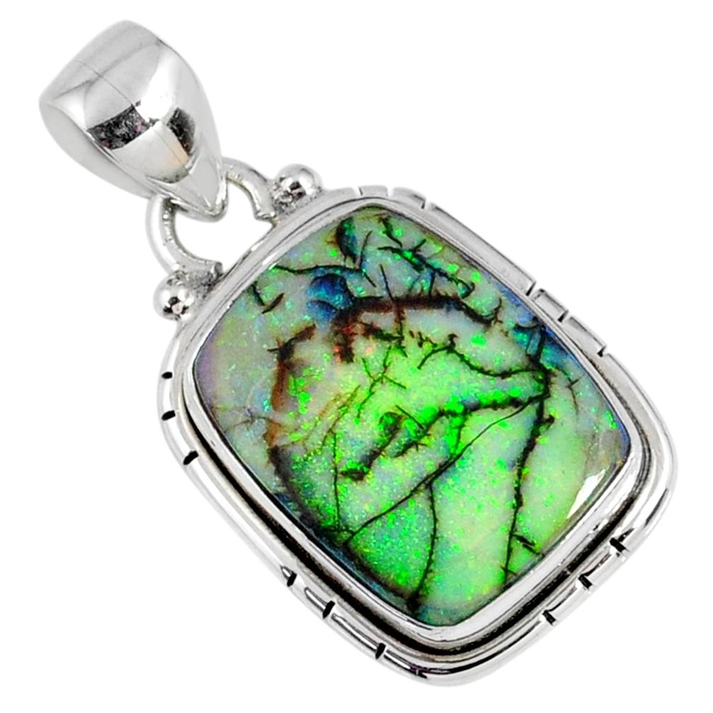 925 sterling silver 8.24cts multi color sterling opal octagan pendant r58805