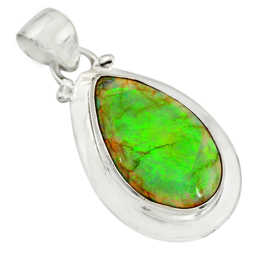 925 sterling silver 10.65cts multi color sterling opal pear pendant r25284