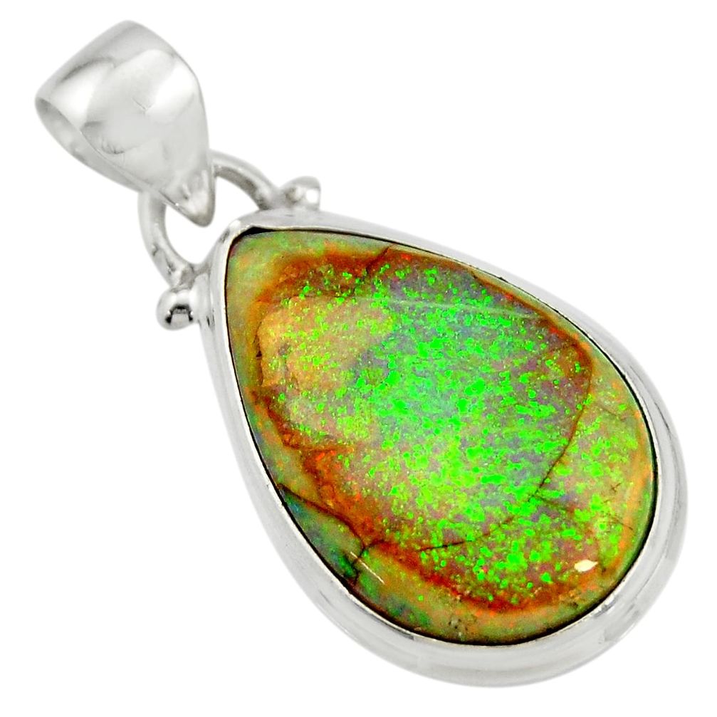 925 sterling silver 10.30cts multi color sterling opal pear pendant r25287