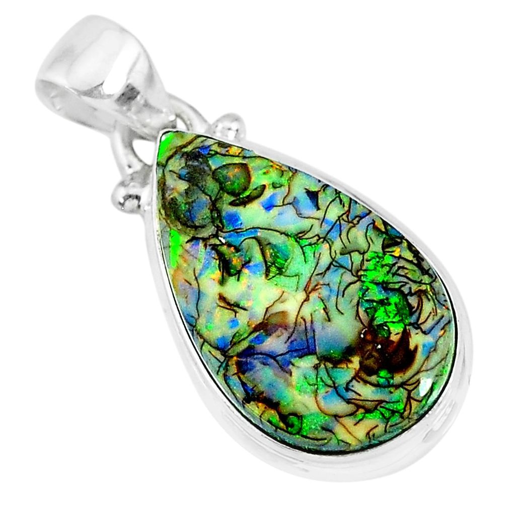 925 sterling silver 7.66cts multi color sterling opal pear shape pendant r92530