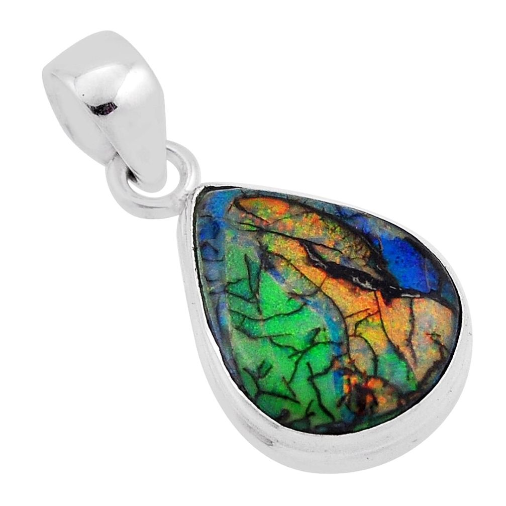 925 sterling silver 4.25cts multi color sterling opal pendant jewelry n34243