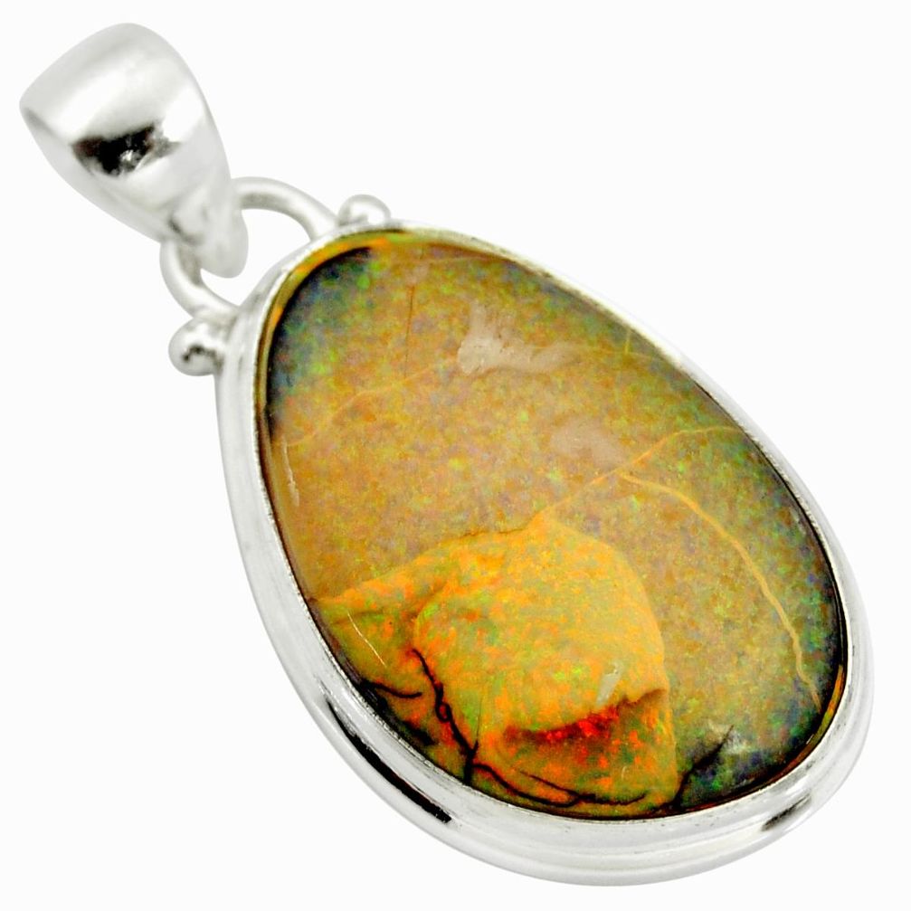 925 sterling silver 13.15cts multi color sterling opal pendant jewelry r25204