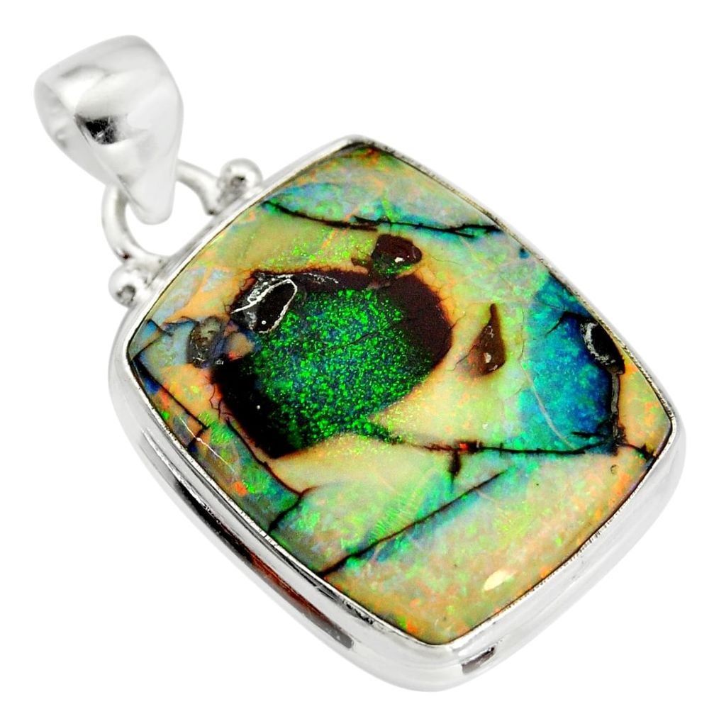 925 sterling silver 13.66cts multi color sterling opal pendant jewelry r25217