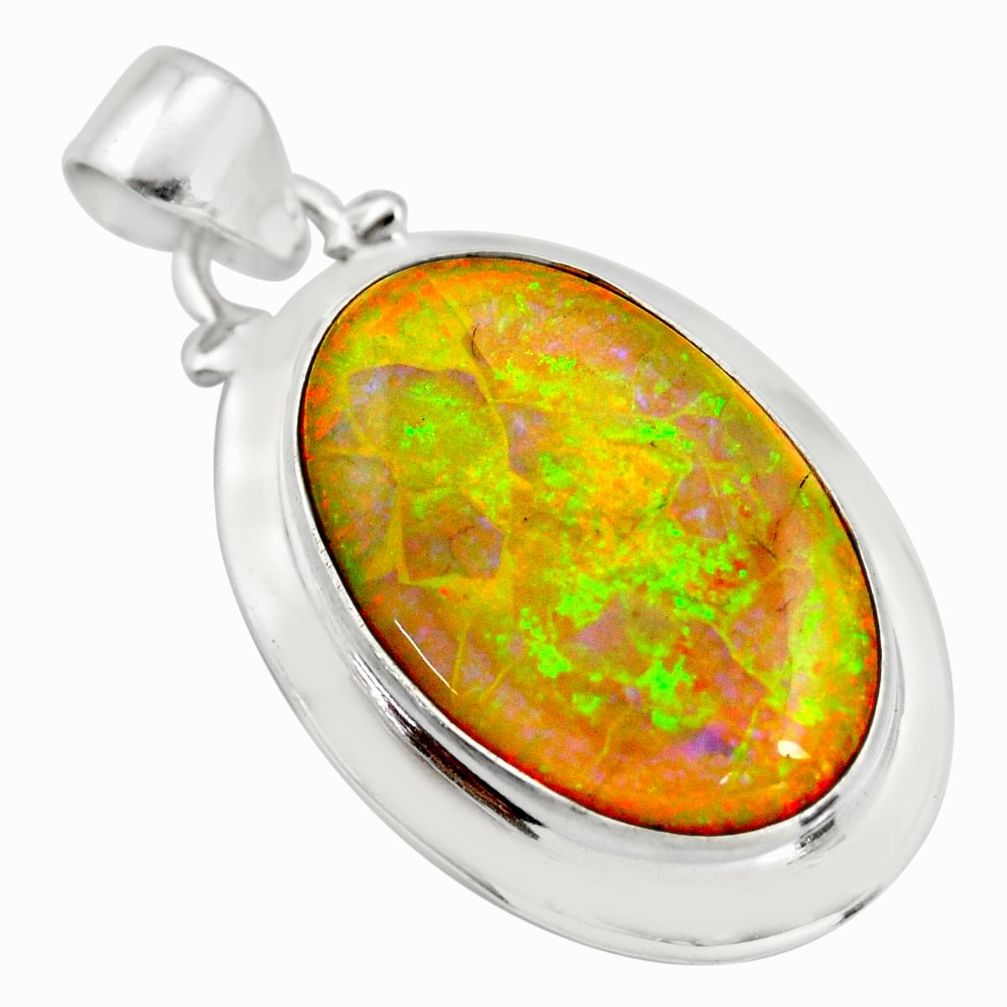 925 sterling silver 11.57cts multi color sterling opal pendant jewelry r25253