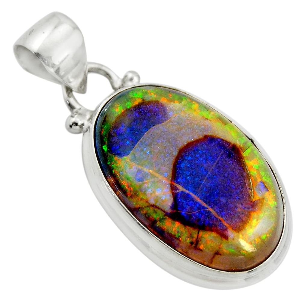 925 sterling silver 10.30cts multi color sterling opal pendant jewelry r25299