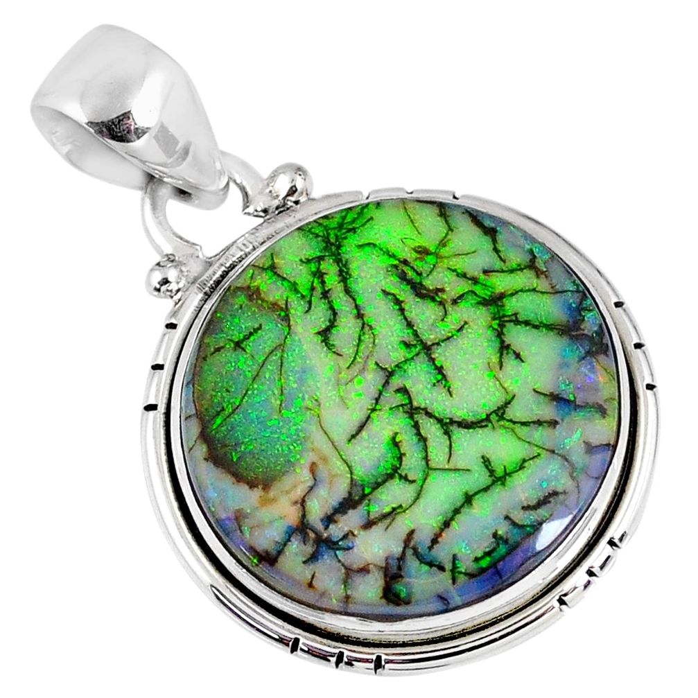 925 sterling silver 10.76cts multi color sterling opal pendant jewelry r58752