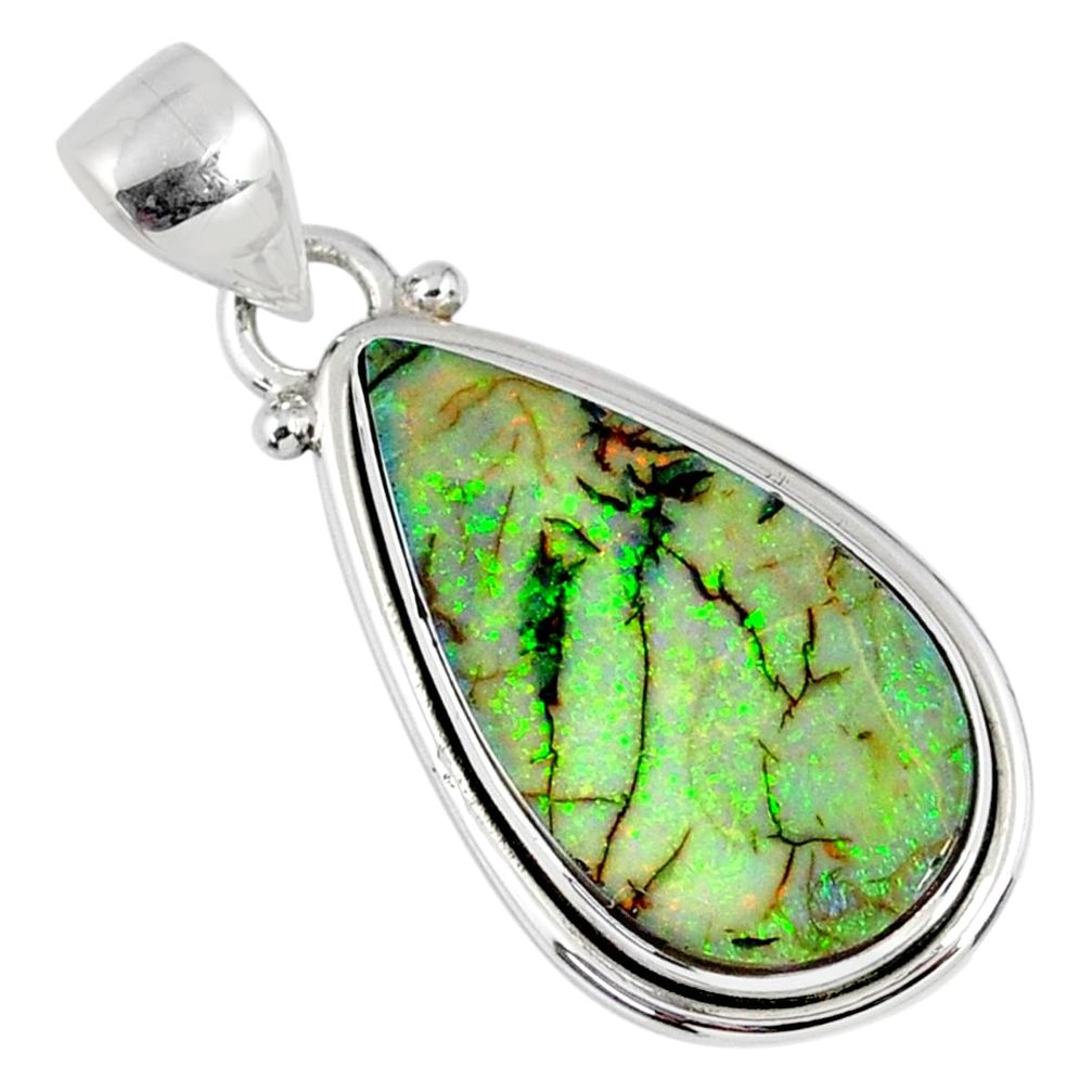 925 sterling silver 8.26cts multi color sterling opal pendant jewelry r58767