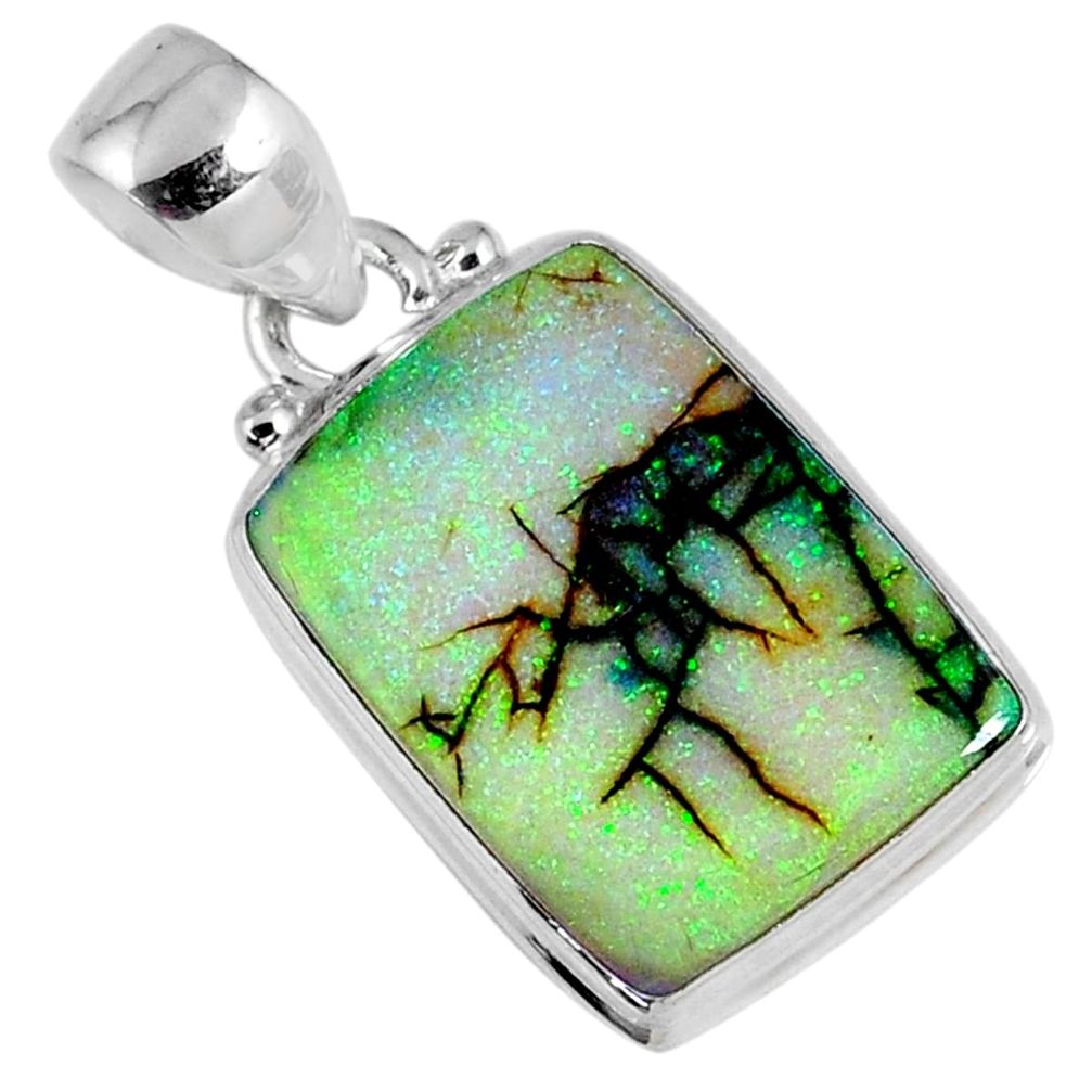 925 sterling silver 7.97cts multi color sterling opal pendant jewelry r58771