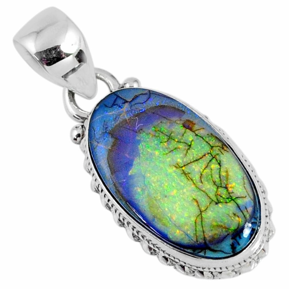 925 sterling silver 8.26cts multi color sterling opal pendant jewelry r58799