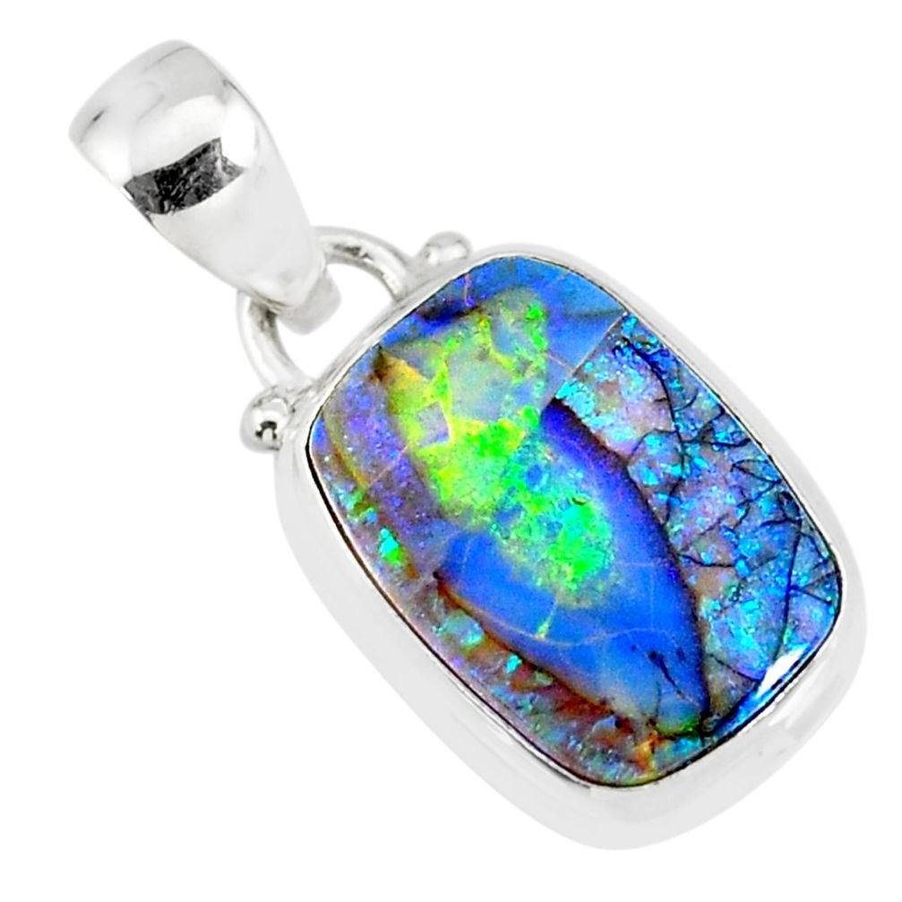 925 sterling silver 4.24cts multi color sterling opal pendant jewelry r84428