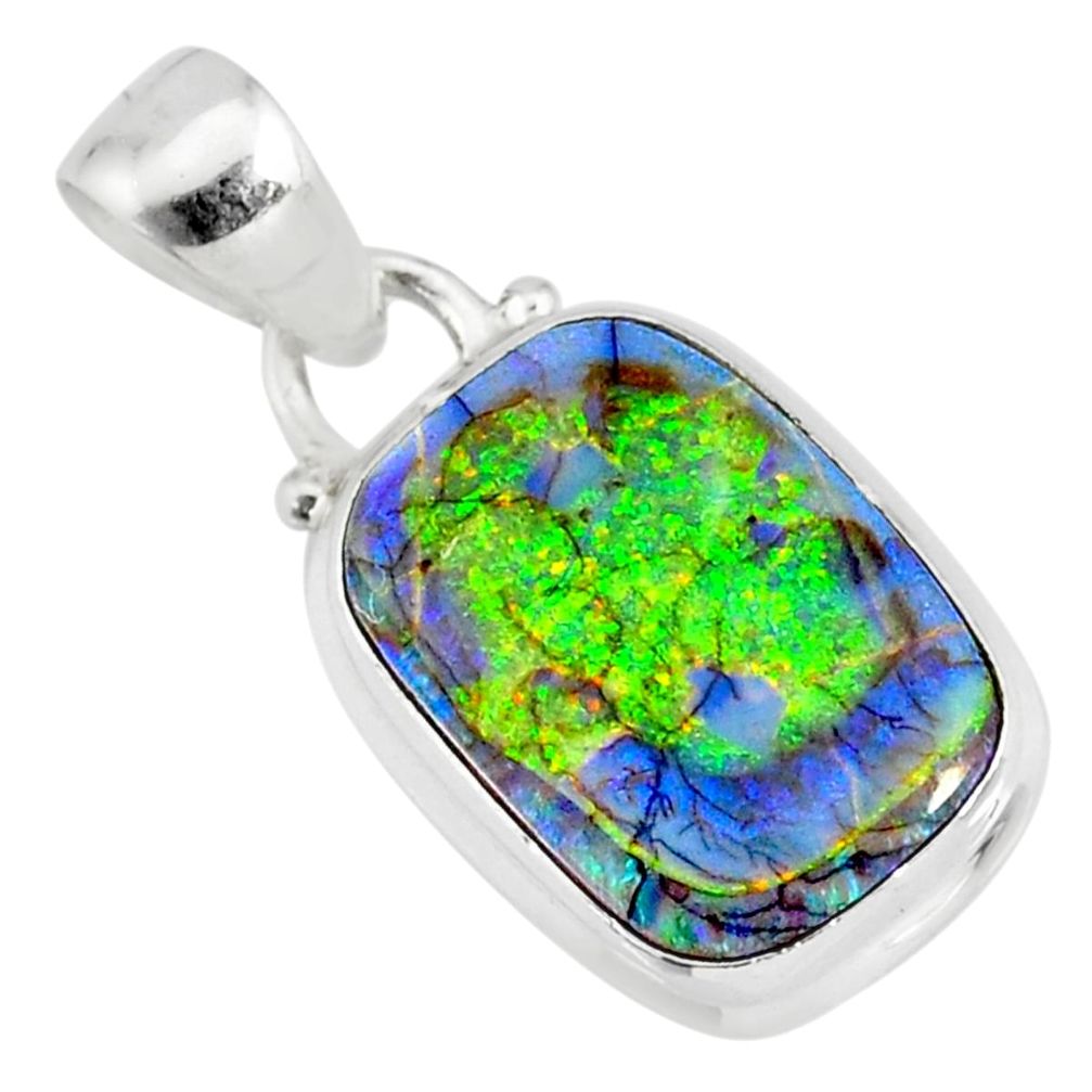 925 sterling silver 3.76cts multi color sterling opal pendant jewelry r84438