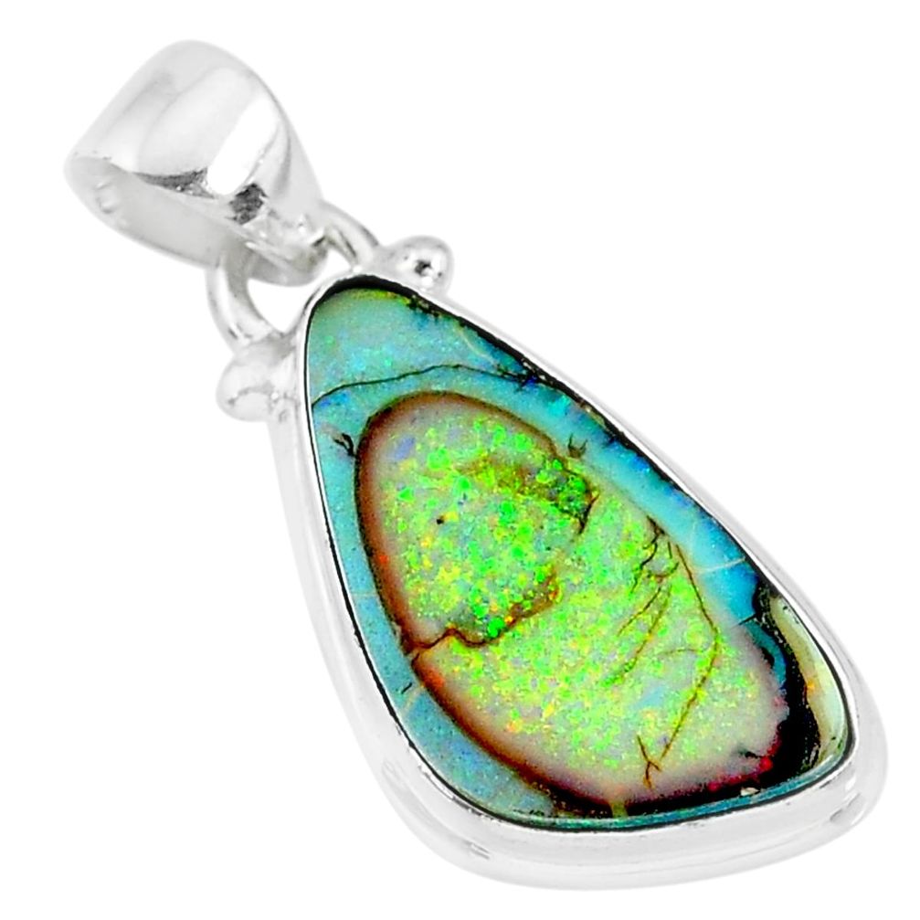 925 sterling silver 8.03cts multi color sterling opal handmade pendant r92544