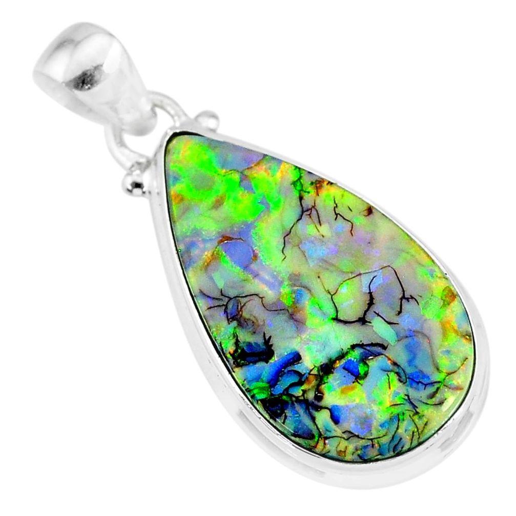 925 sterling silver 11.07cts multi color sterling opal handmade pendant r92578