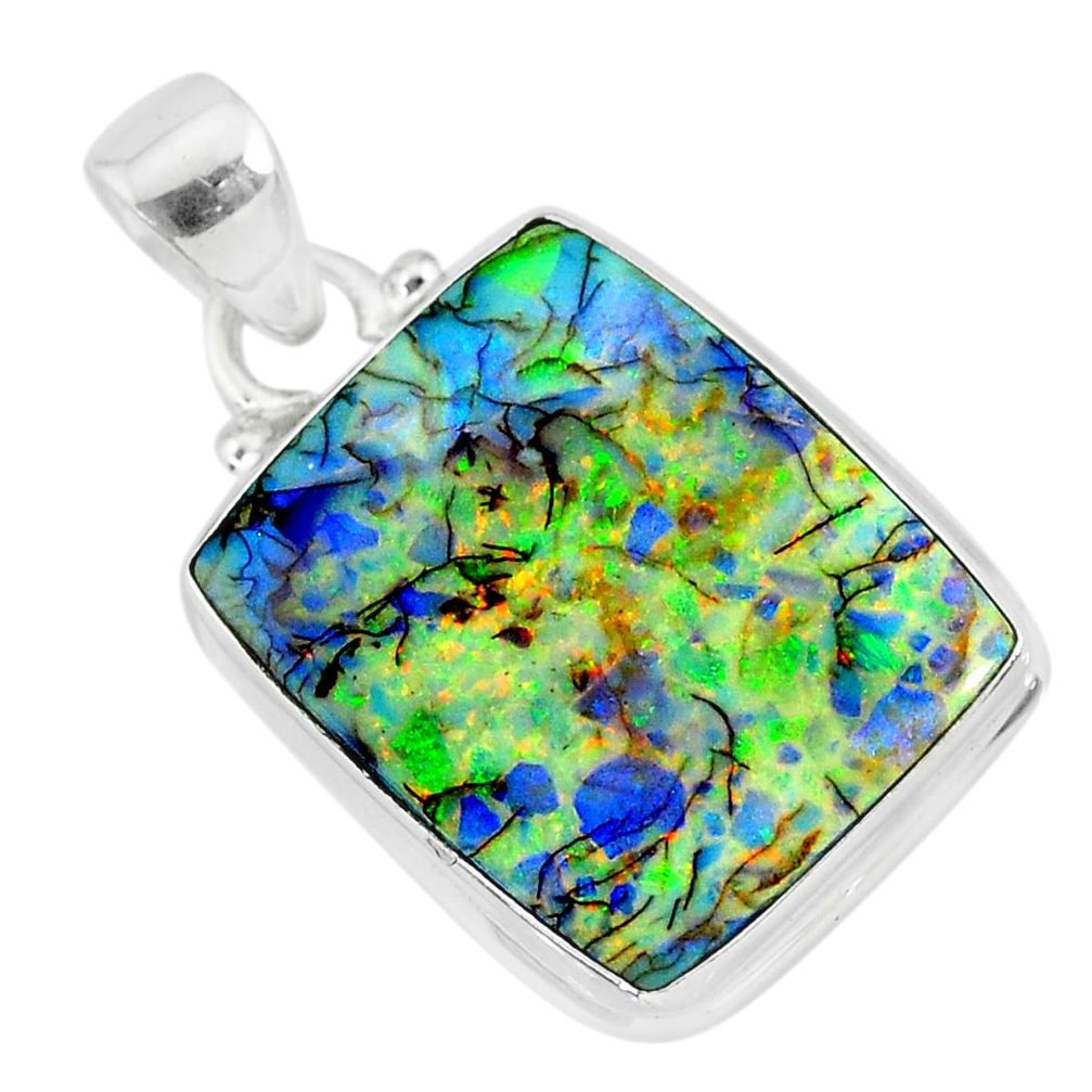 925 sterling silver 10.32cts multi color sterling opal handmade pendant r92584