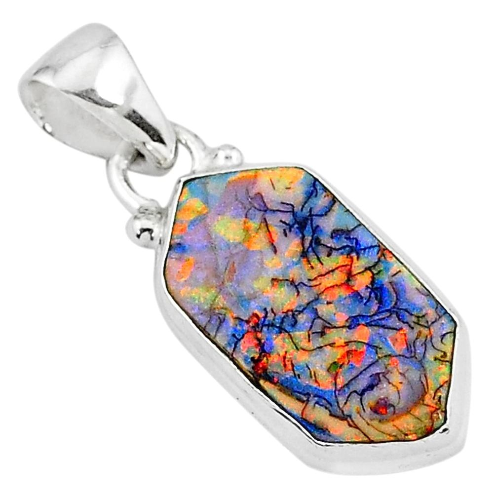 925 sterling silver 4.91cts multi color sterling opal pendant jewelry r95835